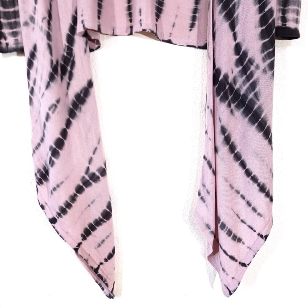 SOFT SURROUNDINGS Waterfall Open Front Hi-Low Cardigan Sweater in Pink Tie Dye - Picture 5 of 8